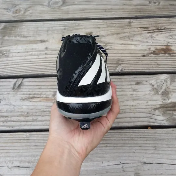 New Men Adidas PowerAlley White Black Metal Baseball Cleats Shoes