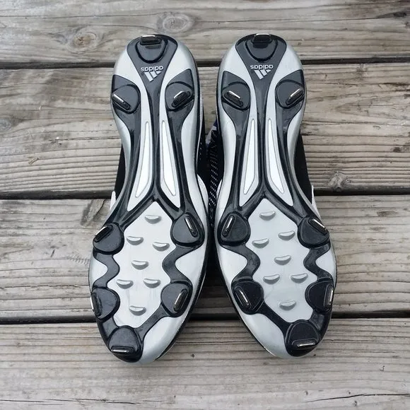 New Men Adidas PowerAlley White Black Metal Baseball Cleats Shoes