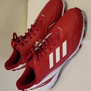 NEW Mens Adidas Icon 7 Mid Baseball Red White Cleats Shoes Size 12