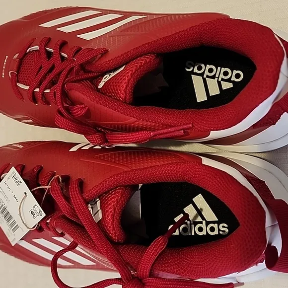 NEW Mens Adidas Icon 7 Mid Baseball Red White Cleats Shoes Size 12