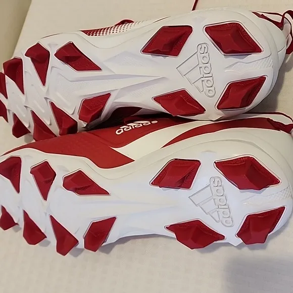 NEW Mens Adidas Icon 7 Mid Baseball Red White Cleats Shoes Size 12