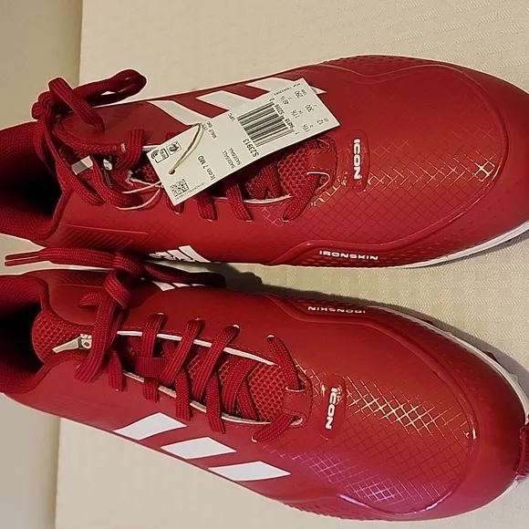 NEW Mens Adidas Icon 7 Mid Baseball Red White Cleats Shoes Size 12