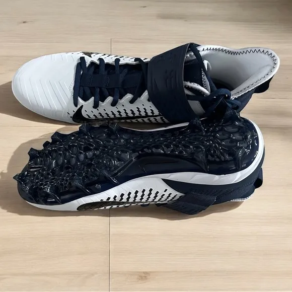 New Men’s Nike Alpha Menace Pro 2 White Navy Football‎ Cleats Shoes size 12.5
