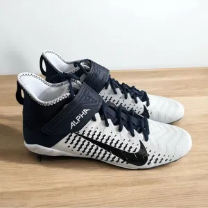 New Men’s Nike Alpha Menace Pro 2 White Navy Football‎ Cleats Shoes size 12.5
