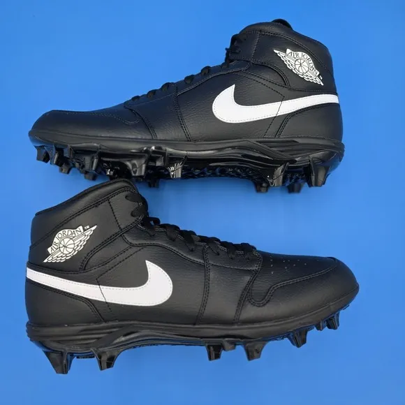 New Nike Air Jordan 1 Mid Football TD Men's Size 13.5 Cleats Black FJ6805-001