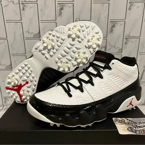 New Nike Air Jordan 9 Retro Low Golf Shoes Cleats White Black Red Bred Mens 7