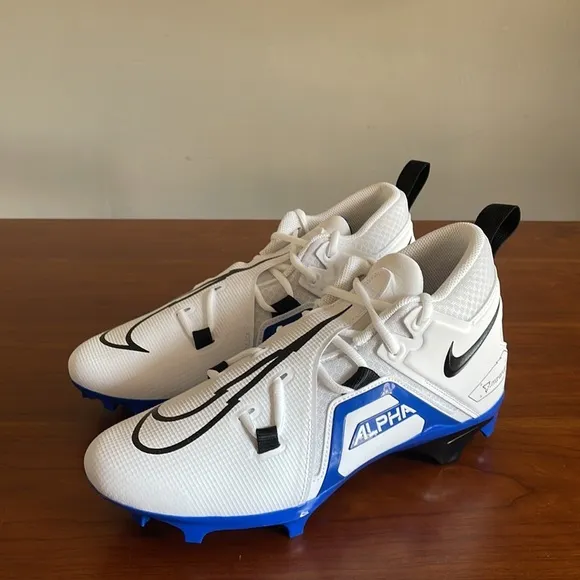 New Nike Alpha Menace Pro 3 Men’s Football Cleats White/Black/Blue CT6649-101