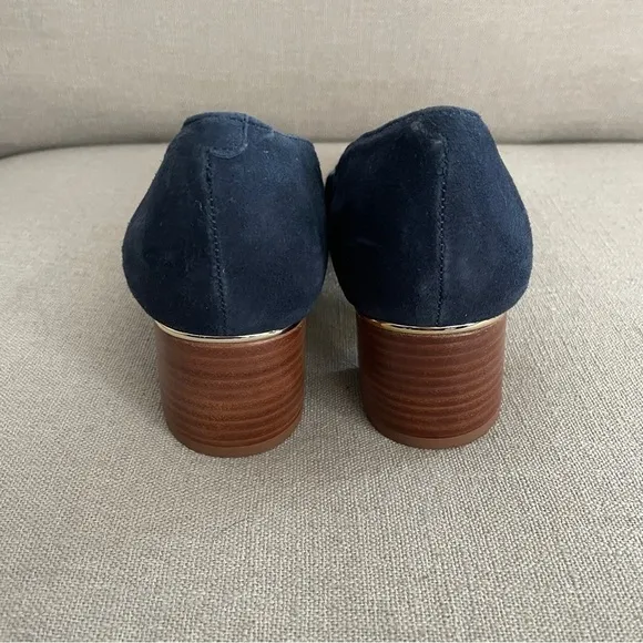 NEW Talbots Pumps Navy Blue Suede Heels Square Toe Wood Heel Women’s Size 9