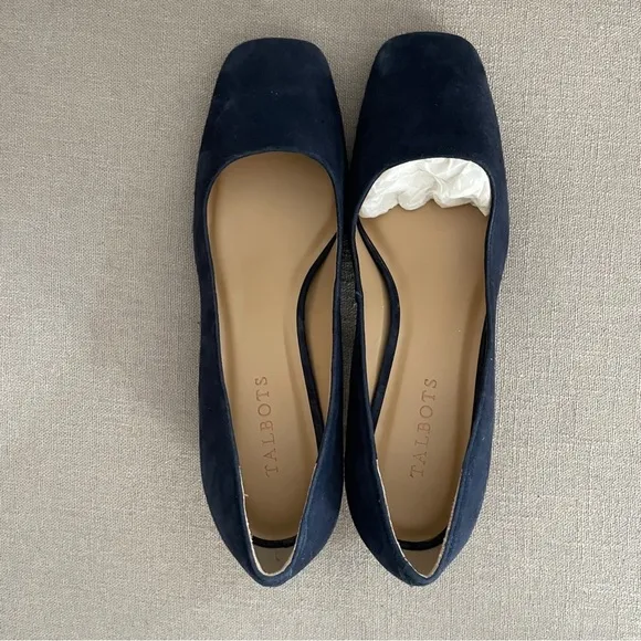 NEW Talbots Pumps Navy Blue Suede Heels Square Toe Wood Heel Women’s Size 9