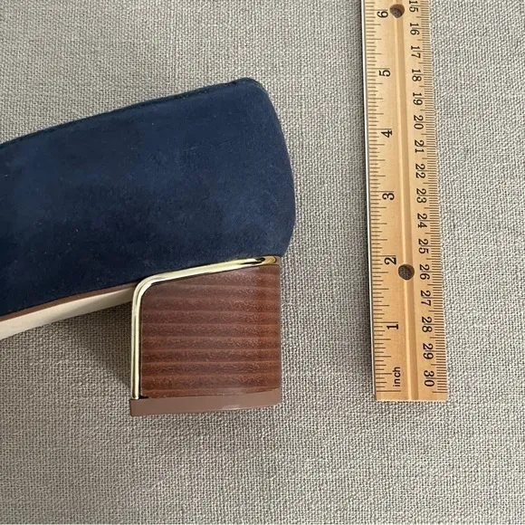 NEW Talbots Pumps Navy Blue Suede Heels Square Toe Wood Heel Women’s Size 9