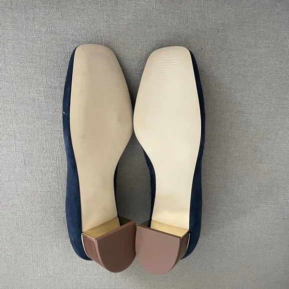 NEW Talbots Pumps Navy Blue Suede Heels Square Toe Wood Heel Women’s Size 9