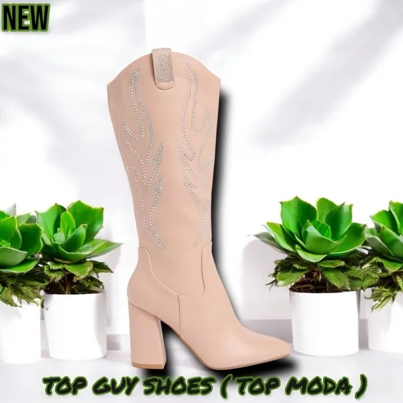New TOP GUY Shoes ( TOP MODA ) Alias Western Boot Blush Pu