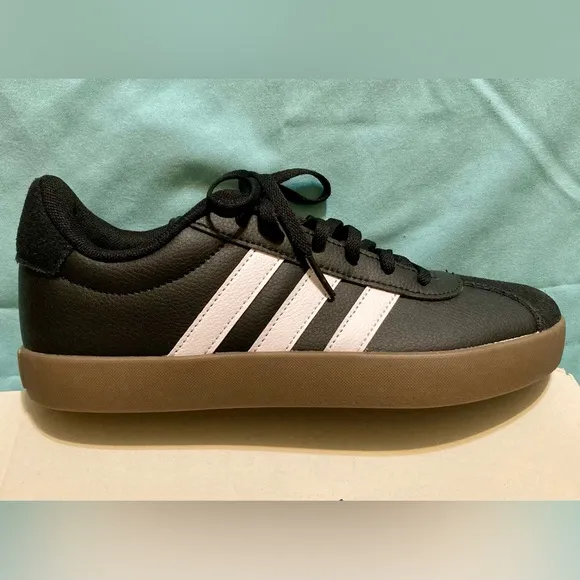 New With Box, Adidas, Boys Size 4.5, Black &amp; White, Skateboarding Tennis Shoes