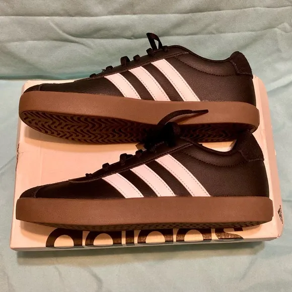 New With Box, Adidas, Boys Size 4.5, Black &amp; White, Skateboarding Tennis Shoes