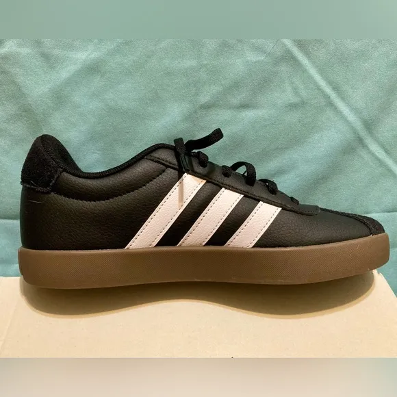 New With Box, Adidas, Boys Size 4.5, Black &amp; White, Skateboarding Tennis Shoes