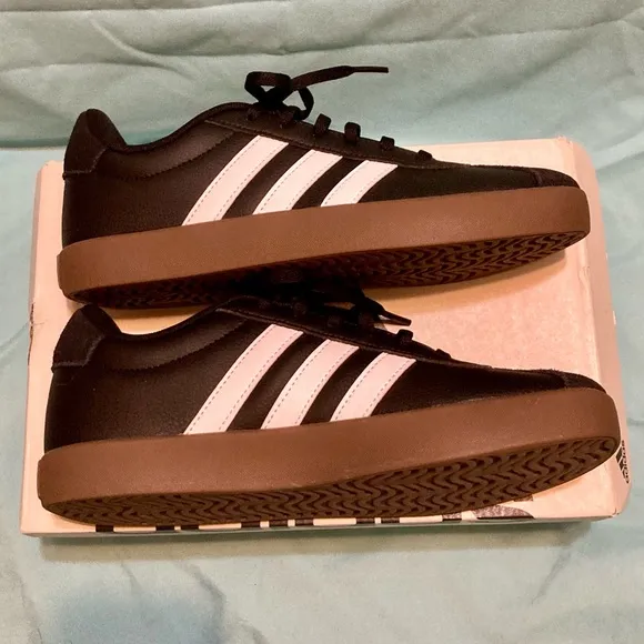 New With Box, Adidas, Boys Size 4.5, Black &amp; White, Skateboarding Tennis Shoes