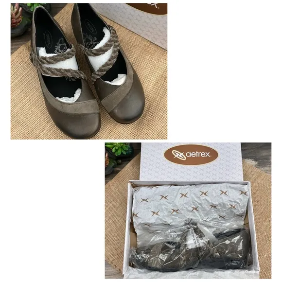 NIB Aetrex Ada Comfort Leather Mary Jane Shoes 38