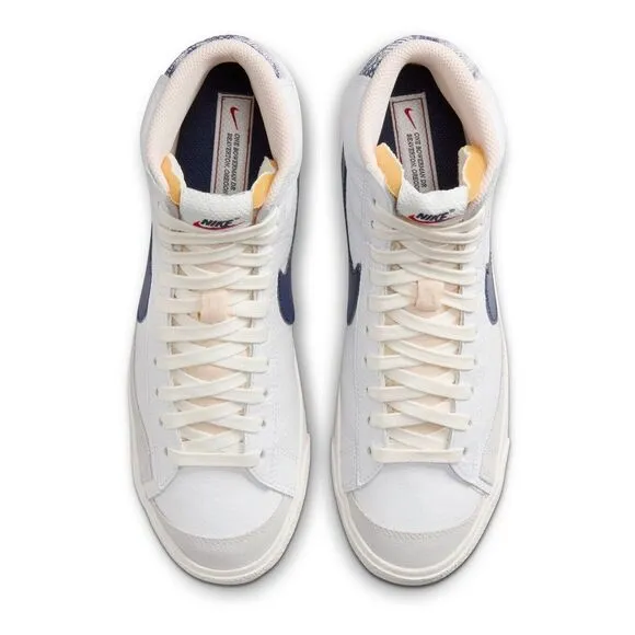NIB Nike Blazer Mid 77 (Mens Size‎ 9) Shoes FN6877 100 White Washed Denim