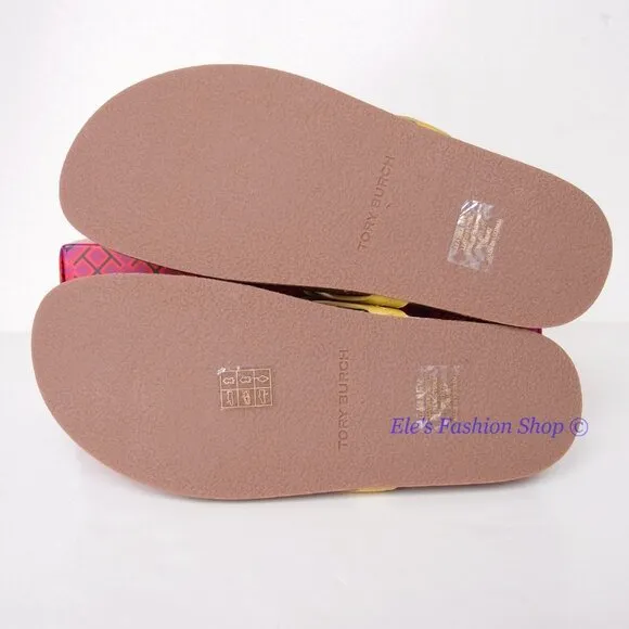 NIB Tory Burch Ergonomic Miller Cloud Leather Sandal Lemon Lime Green US 7 7.5 8