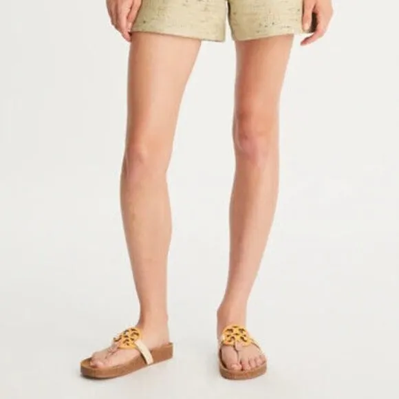 NIB Tory Burch Ergonomic Miller Cloud Leather Sandal Lemon Lime Green US 7 7.5 8