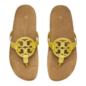 NIB Tory Burch Ergonomic Miller Cloud Leather Sandal Lemon Lime Green US 7 7.5 8