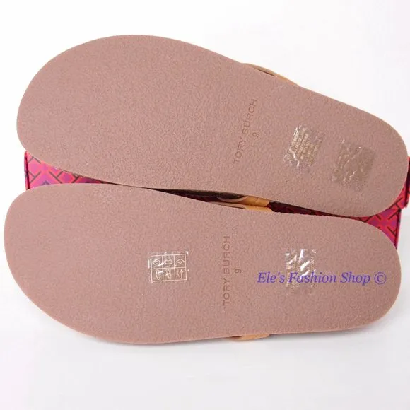 NIB Tory Burch Miller Cloud Leather Thong Sandal CARAMEL Tan US 7 7.5 8 8.5 9