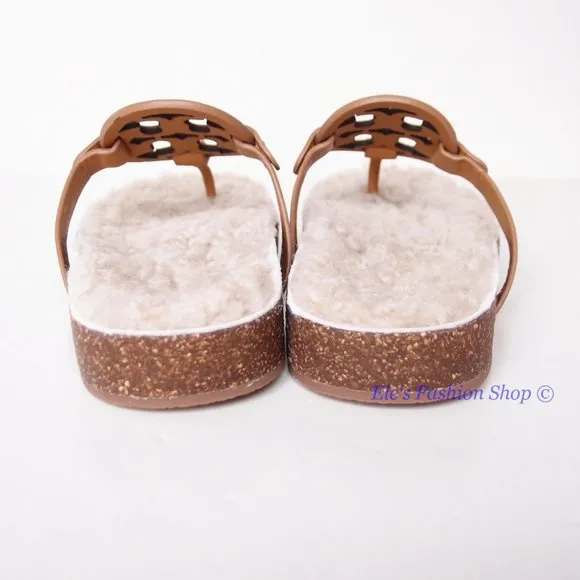 NIB Tory Burch Miller Cloud Leather Thong Sandal CARAMEL Tan US 7 7.5 8 8.5 9