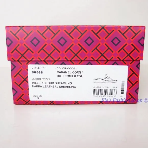 NIB Tory Burch Miller Cloud Leather Thong Sandal CARAMEL Tan US 7 7.5 8 8.5 9