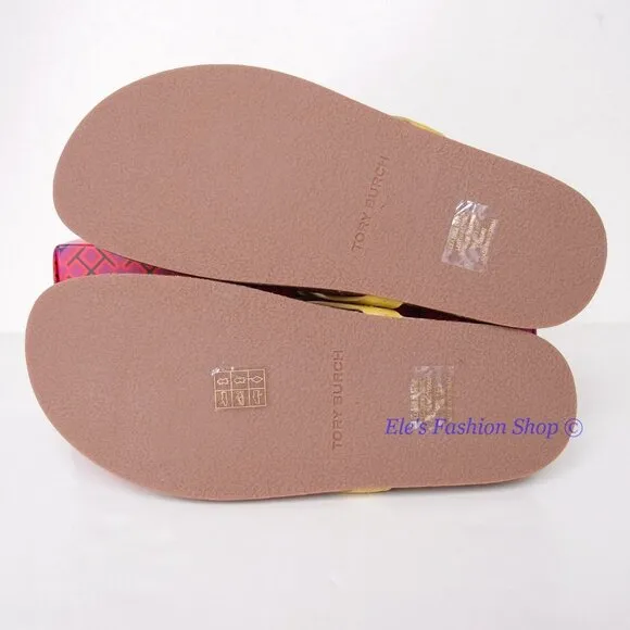NIB Tory Burch Miller Cloud Leather Thong Sandal Lemon Lime Green US 9 AUTHENTIC