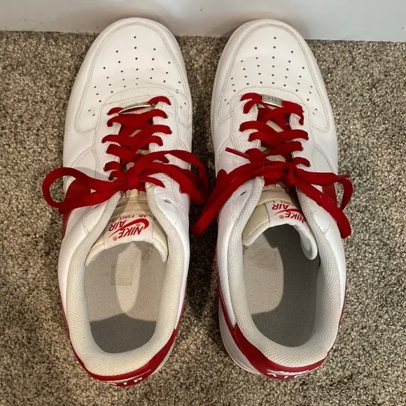 Nike Air Air Force One Red and White EUC Tennis Shoes - Size 14