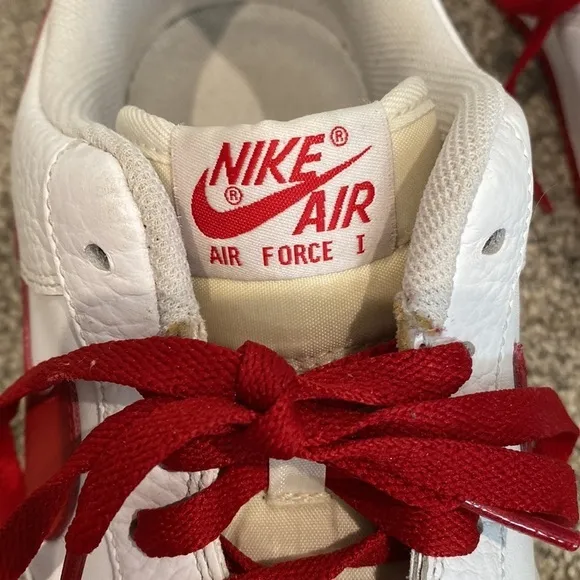 Nike Air Air Force One Red and White EUC Tennis Shoes - Size 14