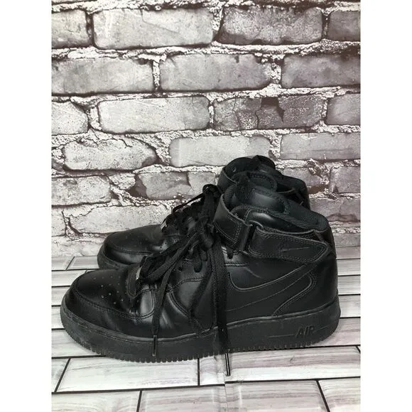Nike Air Force 1 '07 High Triple Black Lace Up High Top Sneakers Men 12M US/46EU