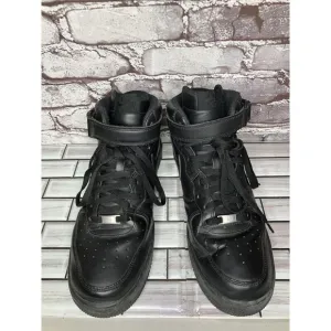 Nike Air Force 1 '07 High Triple Black Lace Up High Top Sneakers Men 12M US/46EU