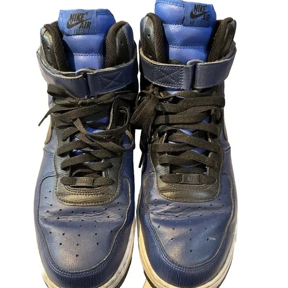 Nike Air Force 1 High Top Men’s Size 14 Blue Black With Ankle Strap‎ A03771-994