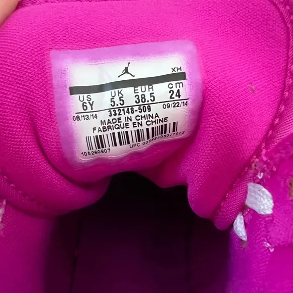 Nike Air Jordan 1 Mid SE High Top Basketball Shoes Pink Yellow White Size 6Y