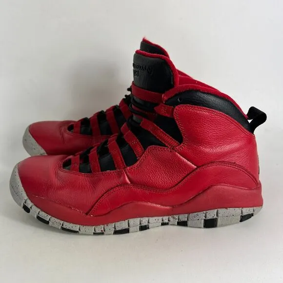 Nike Air Jordan 10 Retro Bulls Over Broadway Boys Red Sneakers 6.5 705179-601