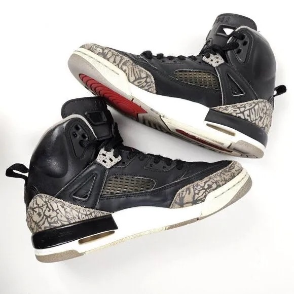 Nike Air Jordan Spizike Black Cement Gray Brooklyn Boys High Top Sneakers 6Y