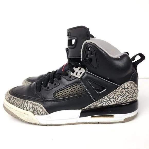 Nike Air Jordan Spizike Black Cement Gray Brooklyn Boys High Top Sneakers 6Y
