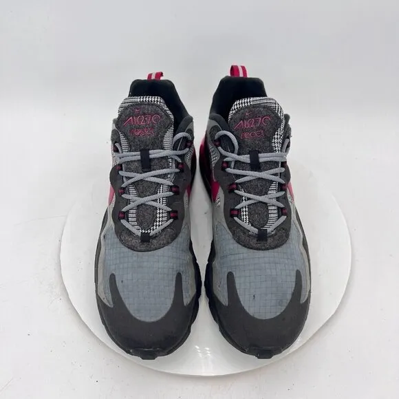 Nike Air Max 270 React Men Size 10.5 CT3135 001 Black Grey Red Training Shoes