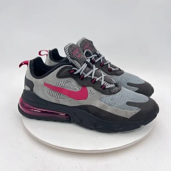 Nike Air Max 270 React Men Size 10.5 CT3135 001 Black Grey Red Training Shoes