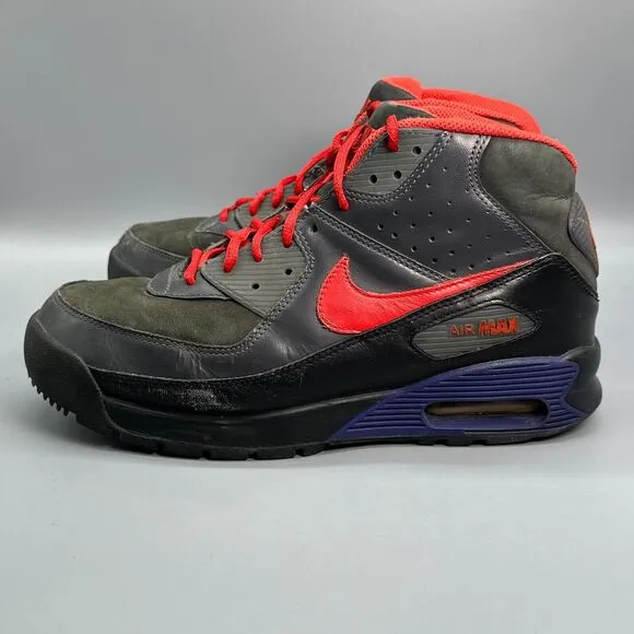 Nike Air Max Mens 9 Vintage Black Red Athletic Running Sneakers Lace-Up High Top