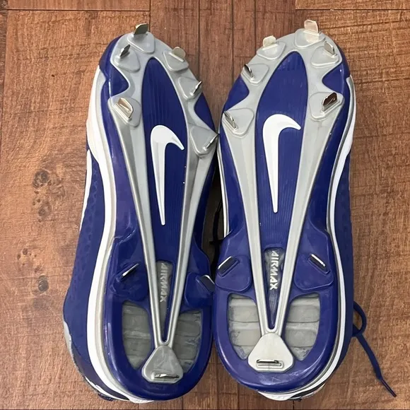 Nike air max Mens baseball cleats blue white Sz 16 shoes athletic