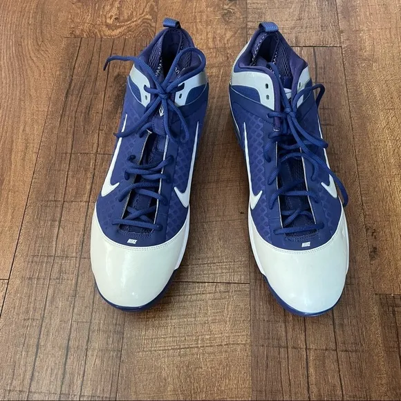 Nike air max Mens baseball cleats blue white Sz 16 shoes athletic