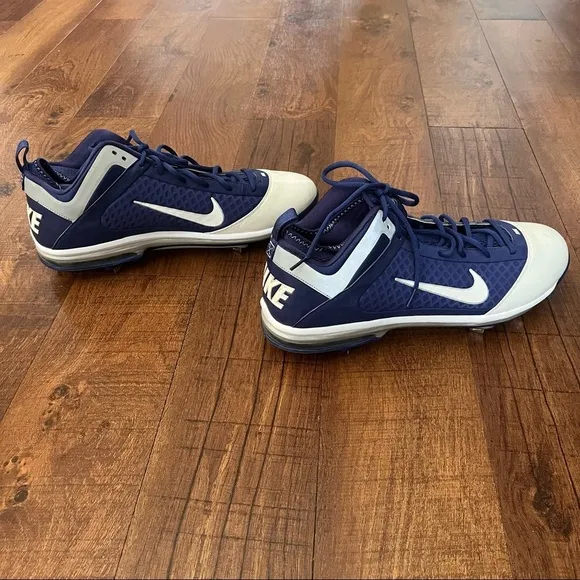 Nike air max Mens baseball cleats blue white Sz 16 shoes athletic