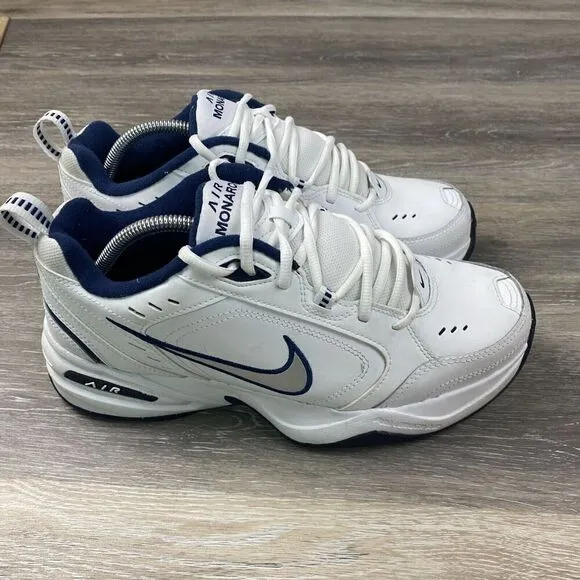 Nike Air Monarch IV 416355-102 White Silver Navy Men Size 10 D