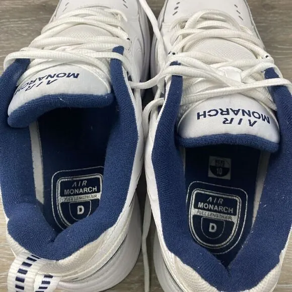 Nike Air Monarch IV 416355-102 White Silver Navy Men Size 10 D