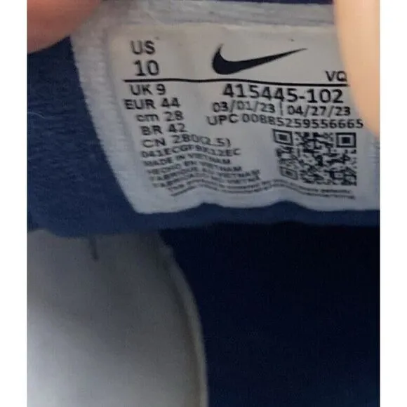 Nike Air Monarch IV 416355-102 White Silver Navy Men Size 10 D
