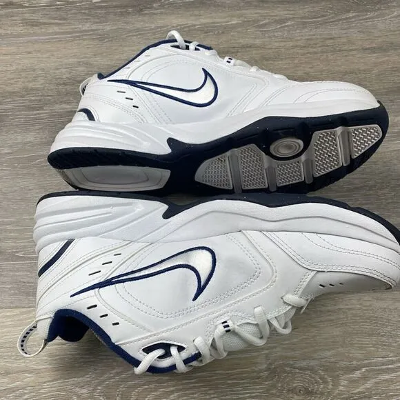 Nike Air Monarch IV 416355-102 White Silver Navy Men Size 10 D