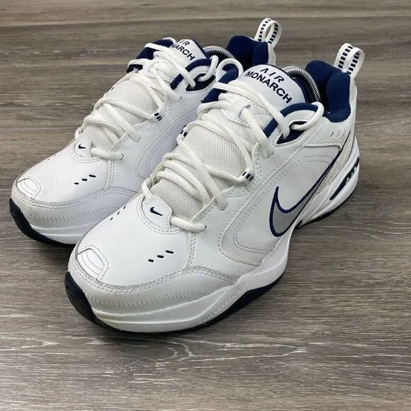 Nike Air Monarch IV 416355-102 White Silver Navy Men Size 10 D