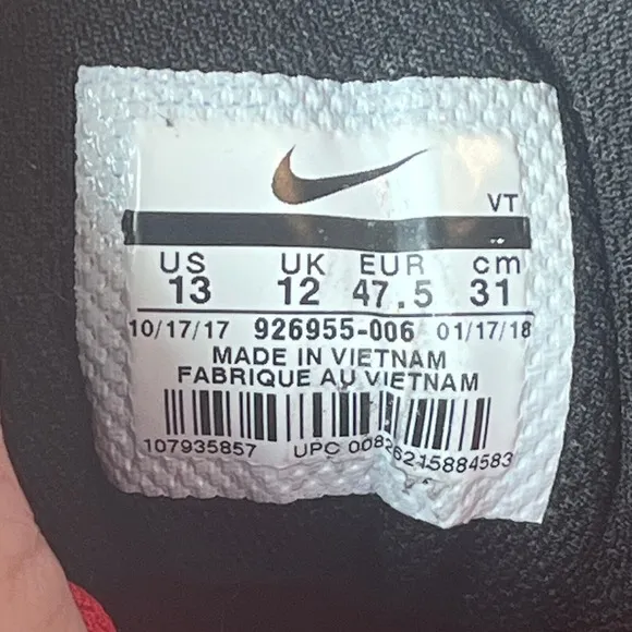 Nike Air Spiridon Gymnastics Training Shoes Black Red White Men 13 UK 12 EU 47.5
